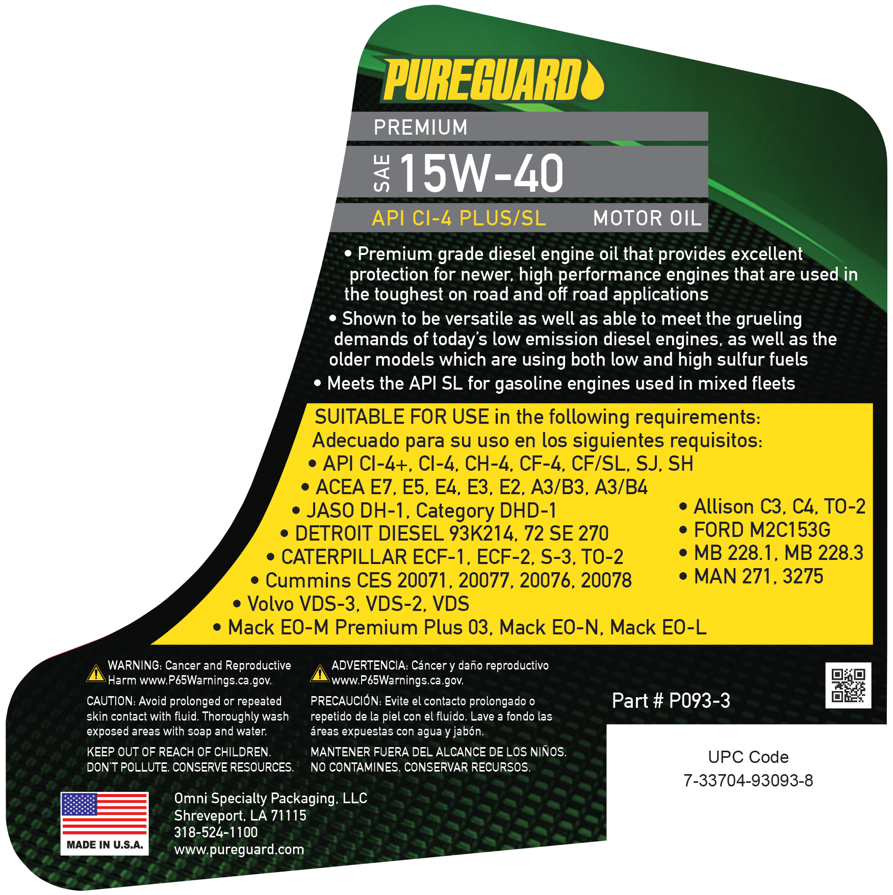 PURE GUARD Synthetic Blend 15W40