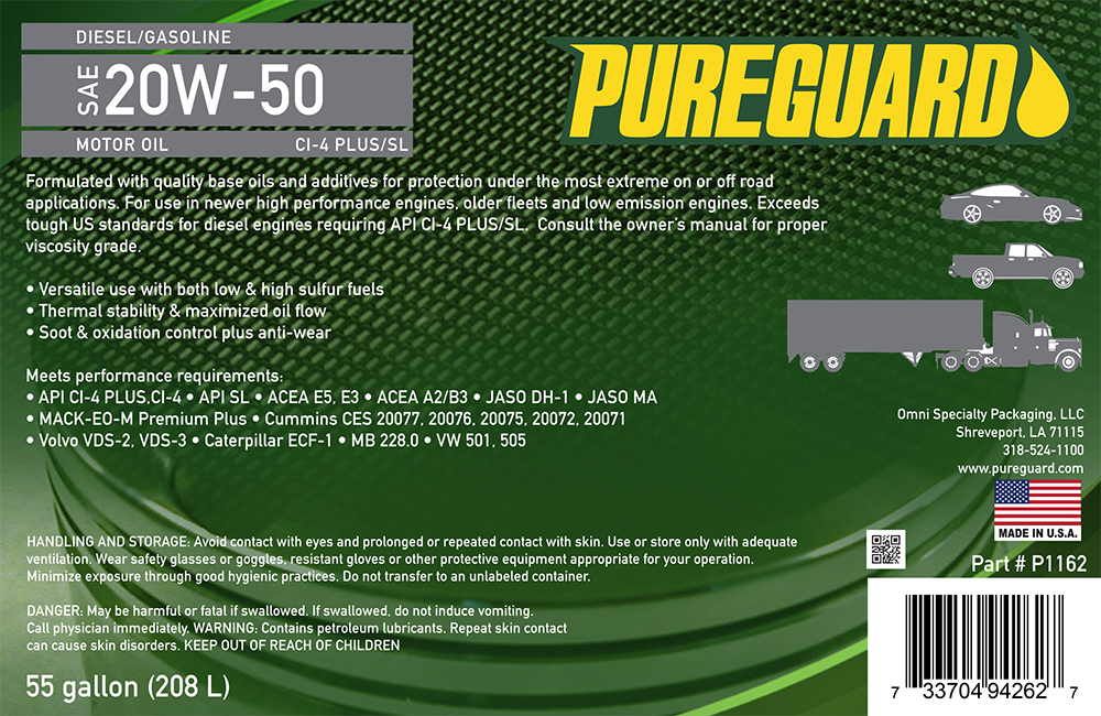 PURE GUARD Synthetic Blend Diesel 20W50