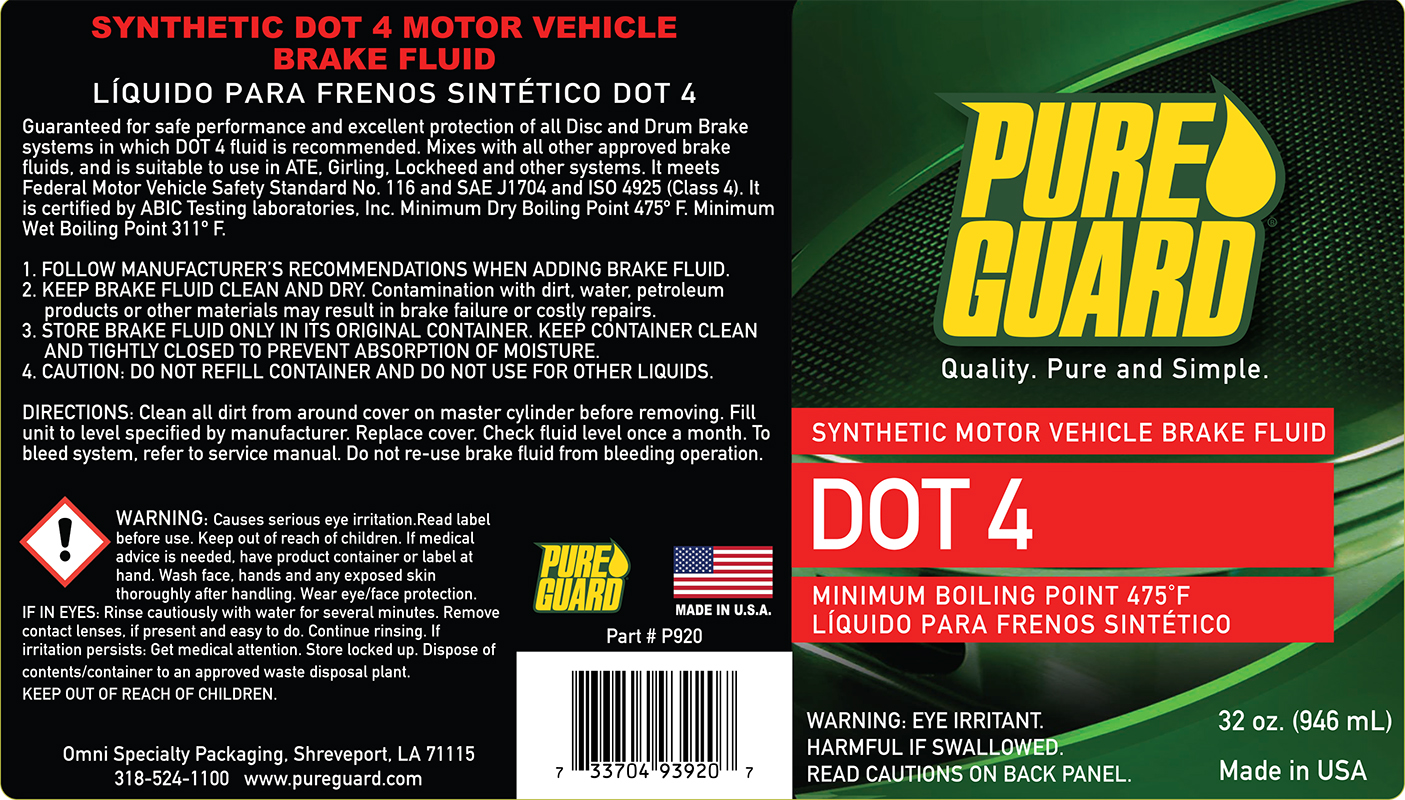 PURE GUARD Synthetic DOT 4 Brake Fluid